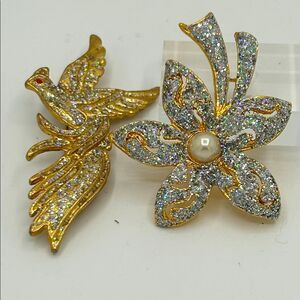 Gold and Silver Brooch Set